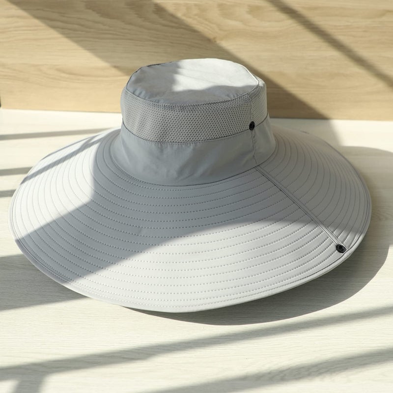 Huamulan 6" Super Wide Brim Sun Hats, Men and Women Bucket Hat for Fishing Hiking Garden Lawn Work Safari Camping Beach Kayaking Hn004-lightgray - Image 2